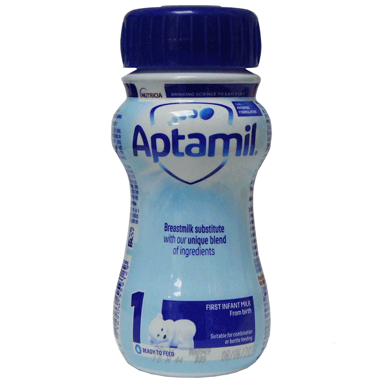 Sterile Baby Milk Travel Pack - Aptamil 1 First Baby Milk 200ml x 6 ( With 6 x Sterile bottles and 6 sterile teats)
