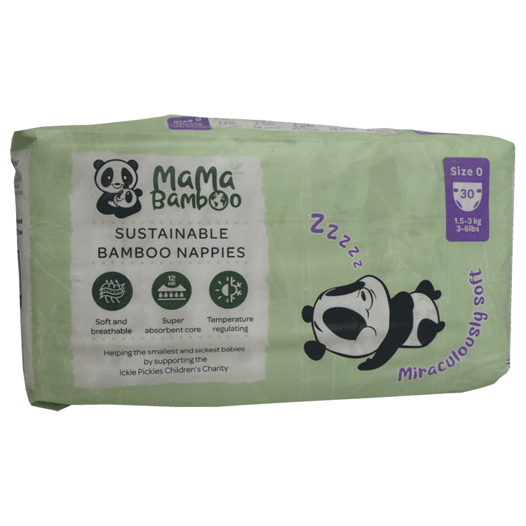 Mama Bamboo Baby Nappies Size 0 x 30 - For new born babies weighing 1.5 to 3Kg