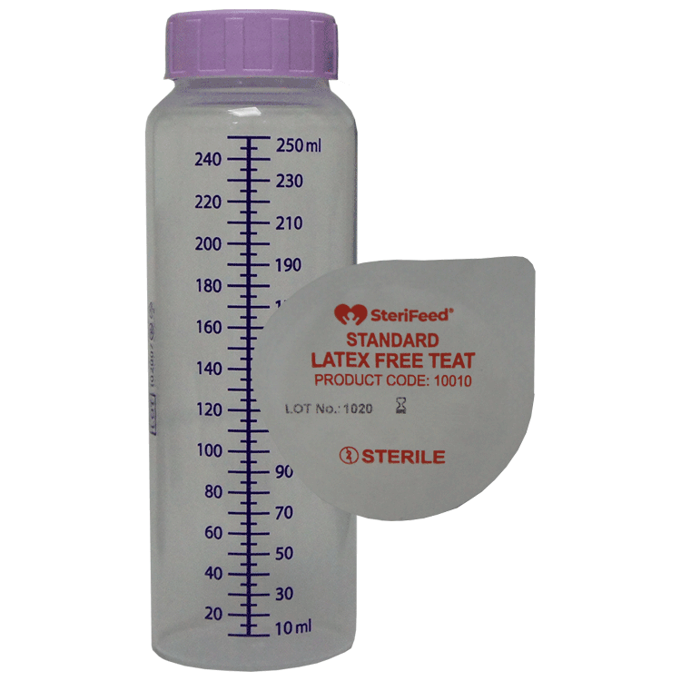 Sterifeed Feeding Bottle x 10  Sterile - 250ml + 10 Standard Teats