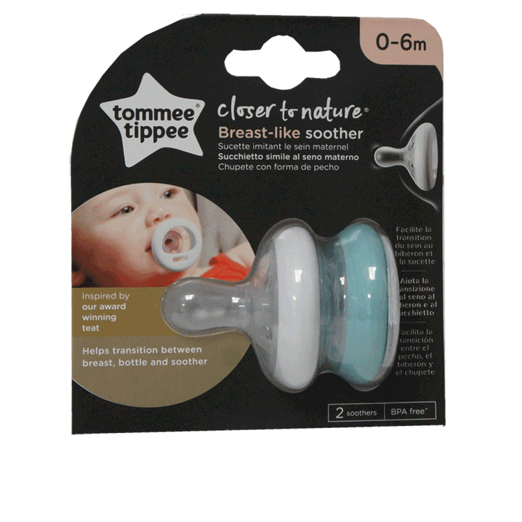 Tommee Tippee Closer to Nature Breast-Like Soother 0-6m x 2