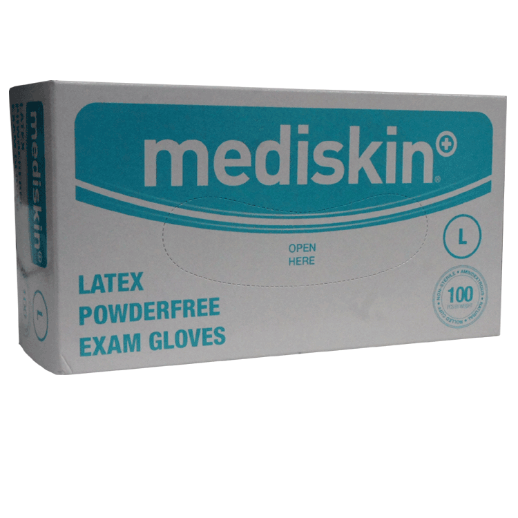 Latex Gloves POWDER FREE x 100 - Non Sterile - 4 Sizes